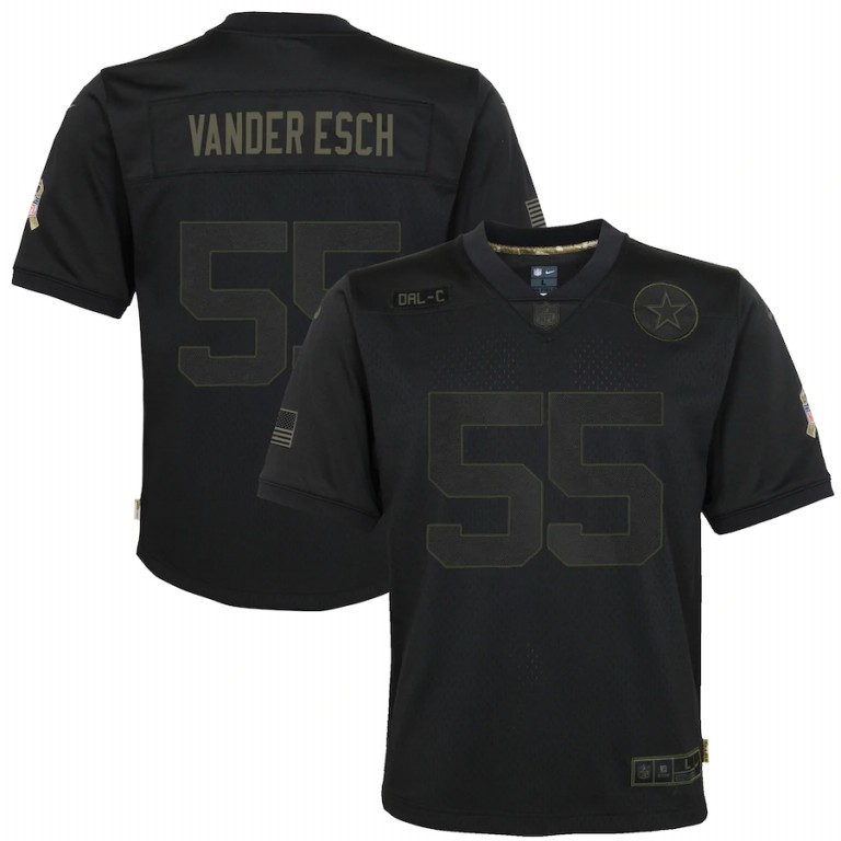 NFL Dallas Cowboys #55 Leighton Vander Esch Nike Youth 2020 Salute to Service Game  Black jerseys->youth nfl jersey->Youth Jersey
